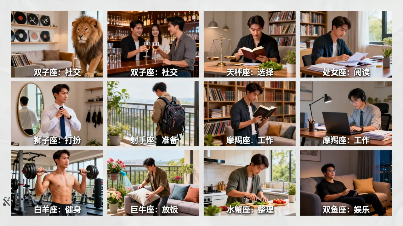十二星座男下班后第一件事做什么？，下班后十二星座男在干什么？