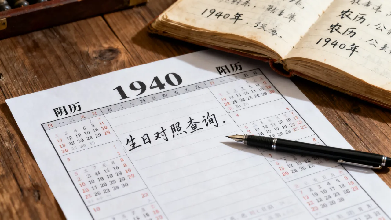 1940年阴历阳历表怎么查，农历公历生日对照查询