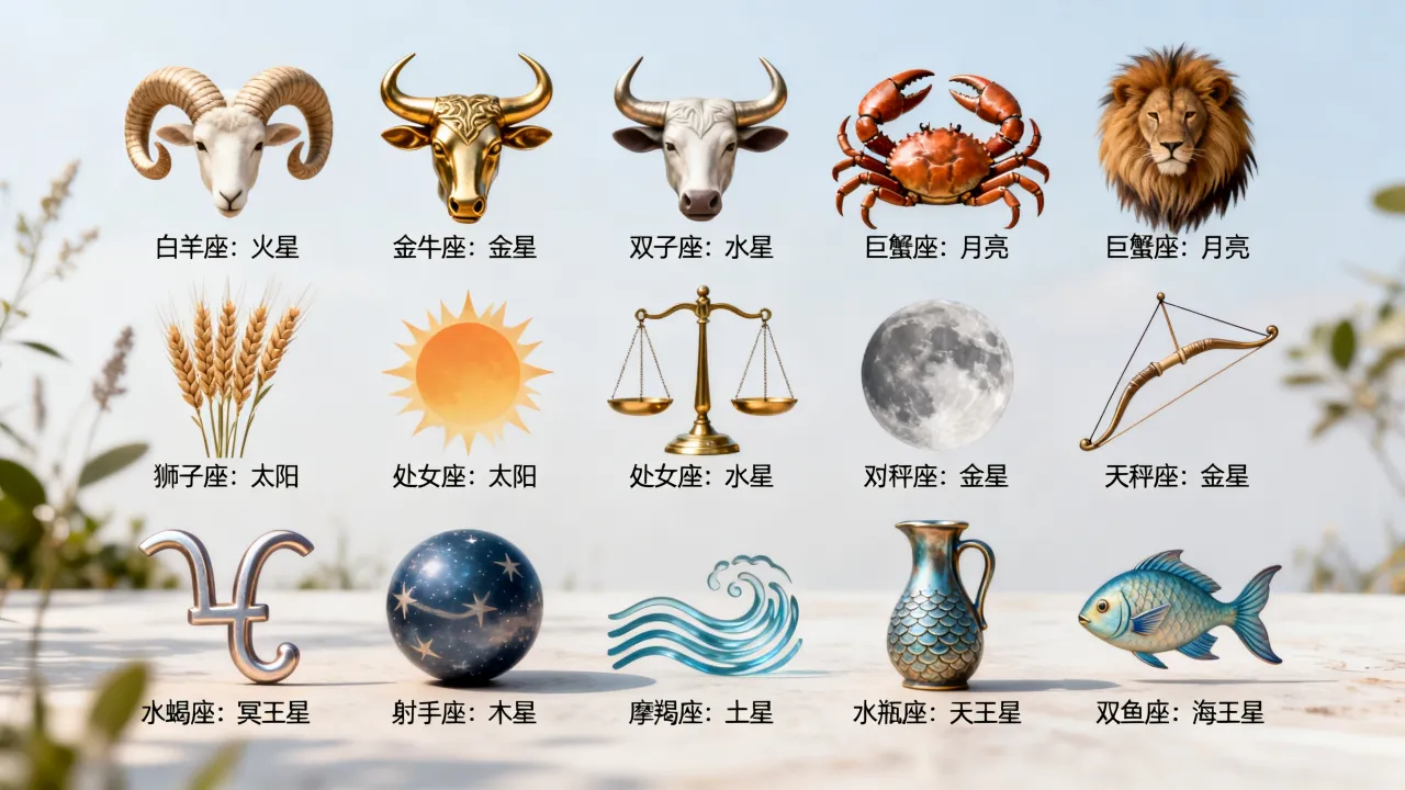 十二星座对应的守护星座都是什么，十二星座守护星座对照表大全