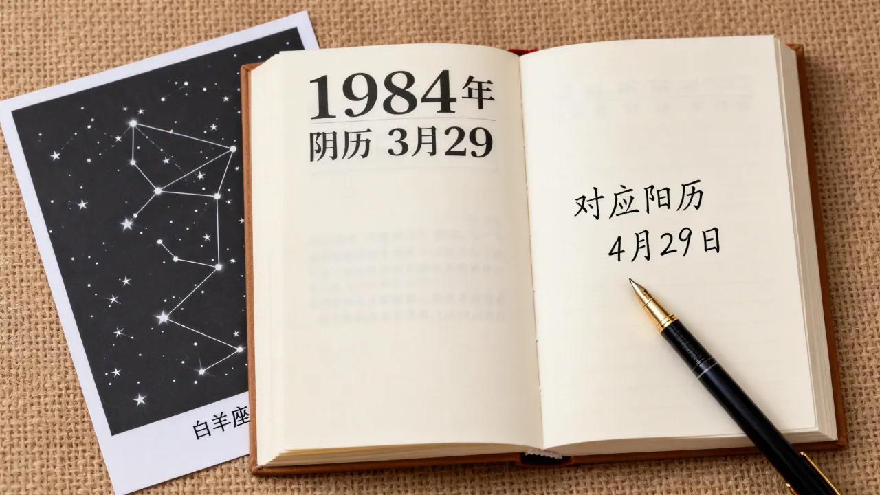1984年阴历3月29是阳历几号，农历三月二十九是什么星座？