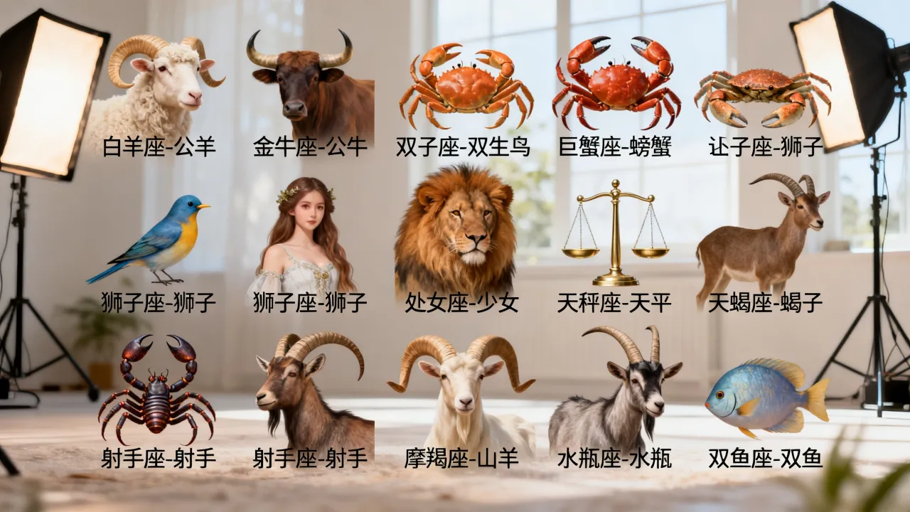 十二星座对应什么动物，十二星座分别对应什么动物