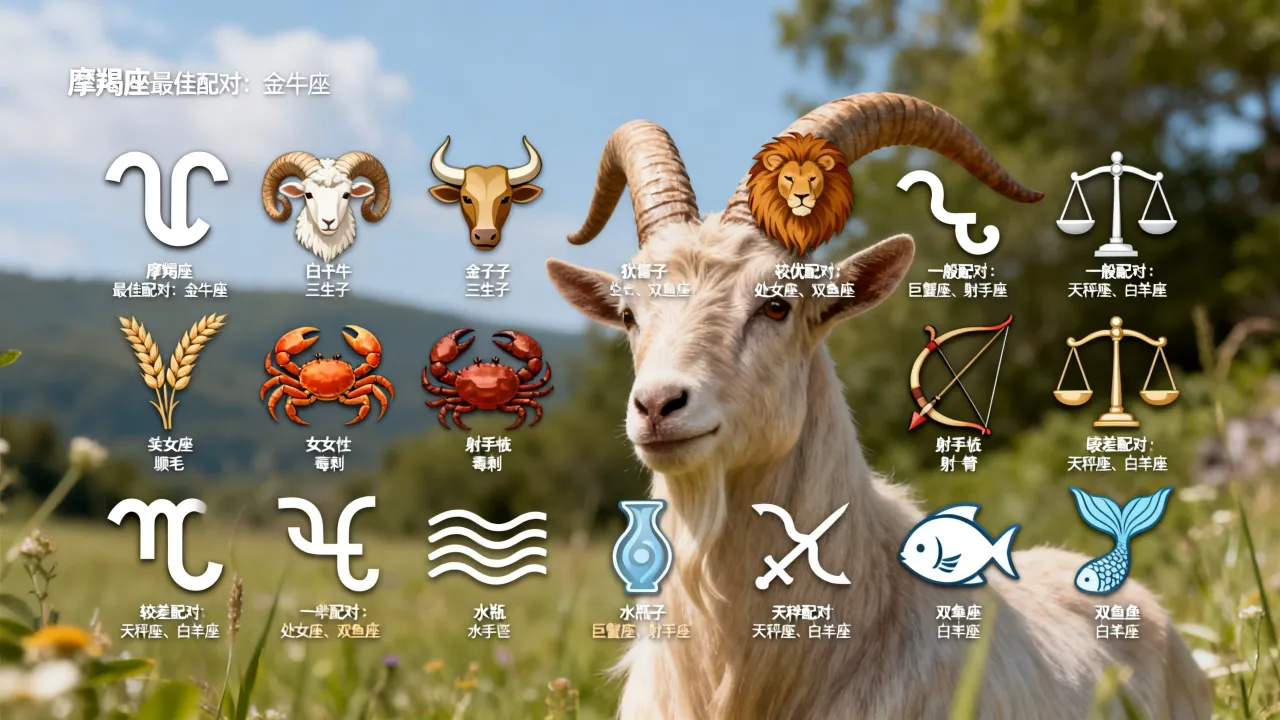 摩羯座与十二星座的配对情况如何，哪个最好？