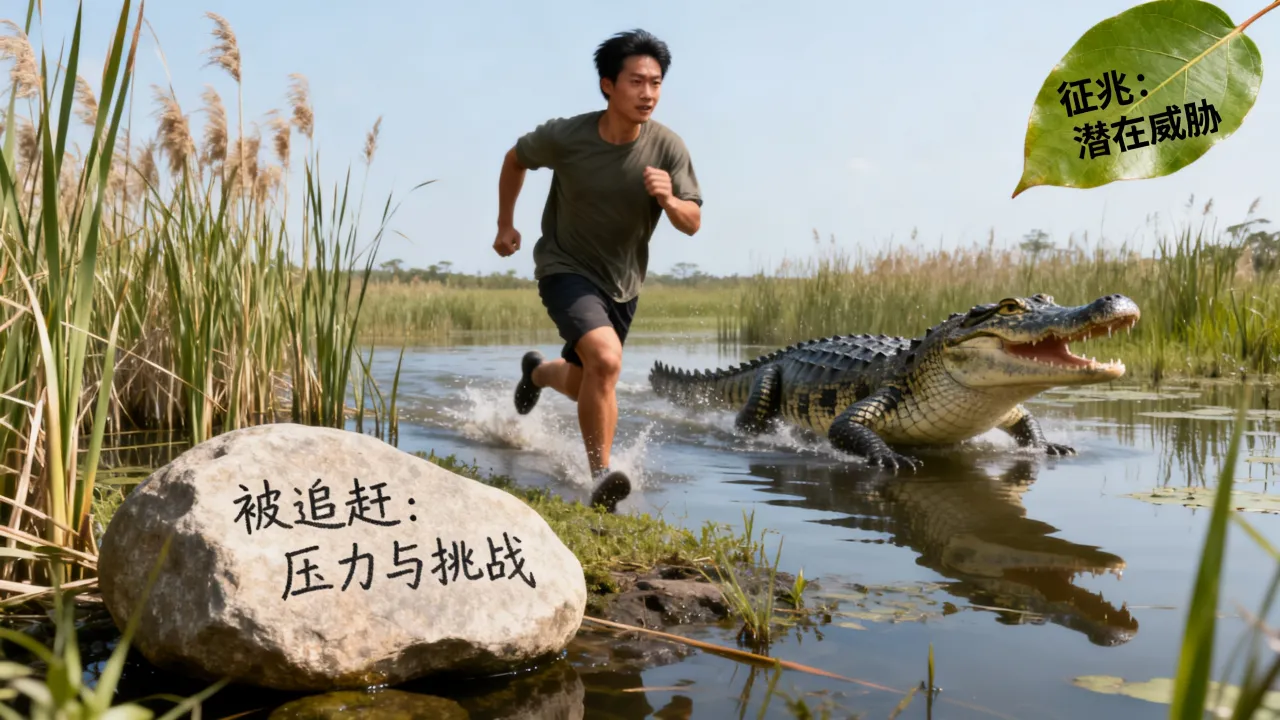 梦见鳄鱼追赶是什么征兆，梦见被鳄鱼追赶有何预兆