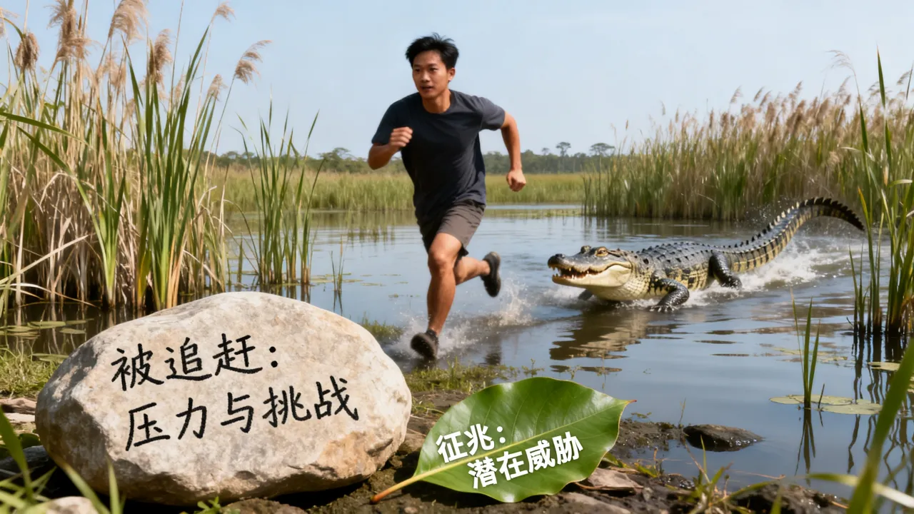 梦见鳄鱼追赶是什么征兆，梦见被鳄鱼追赶有何预兆