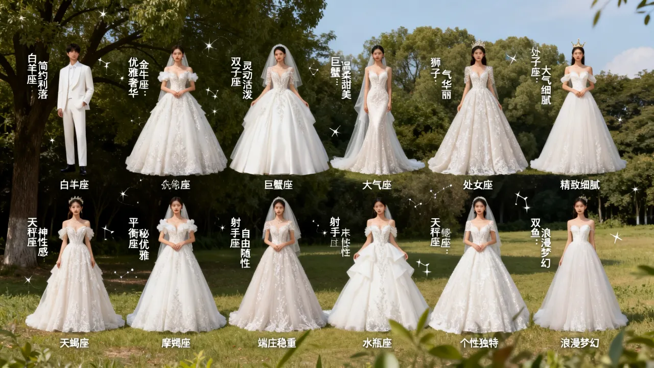 十二星座婚纱图片有哪些，哪款风格最适合你的星座气质？