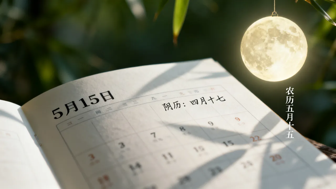 5月15日阴历是多少，农历五月十五是阳历几月几号？