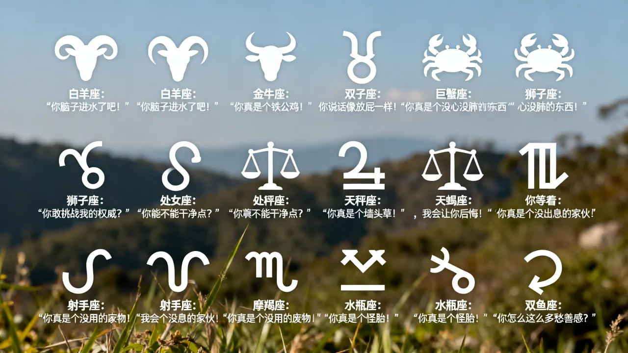 十二星座代表的脏话是什么,哪个星座骂人最狠? 十二星座代表的脏话是什么,哪个星座骂人最狠?