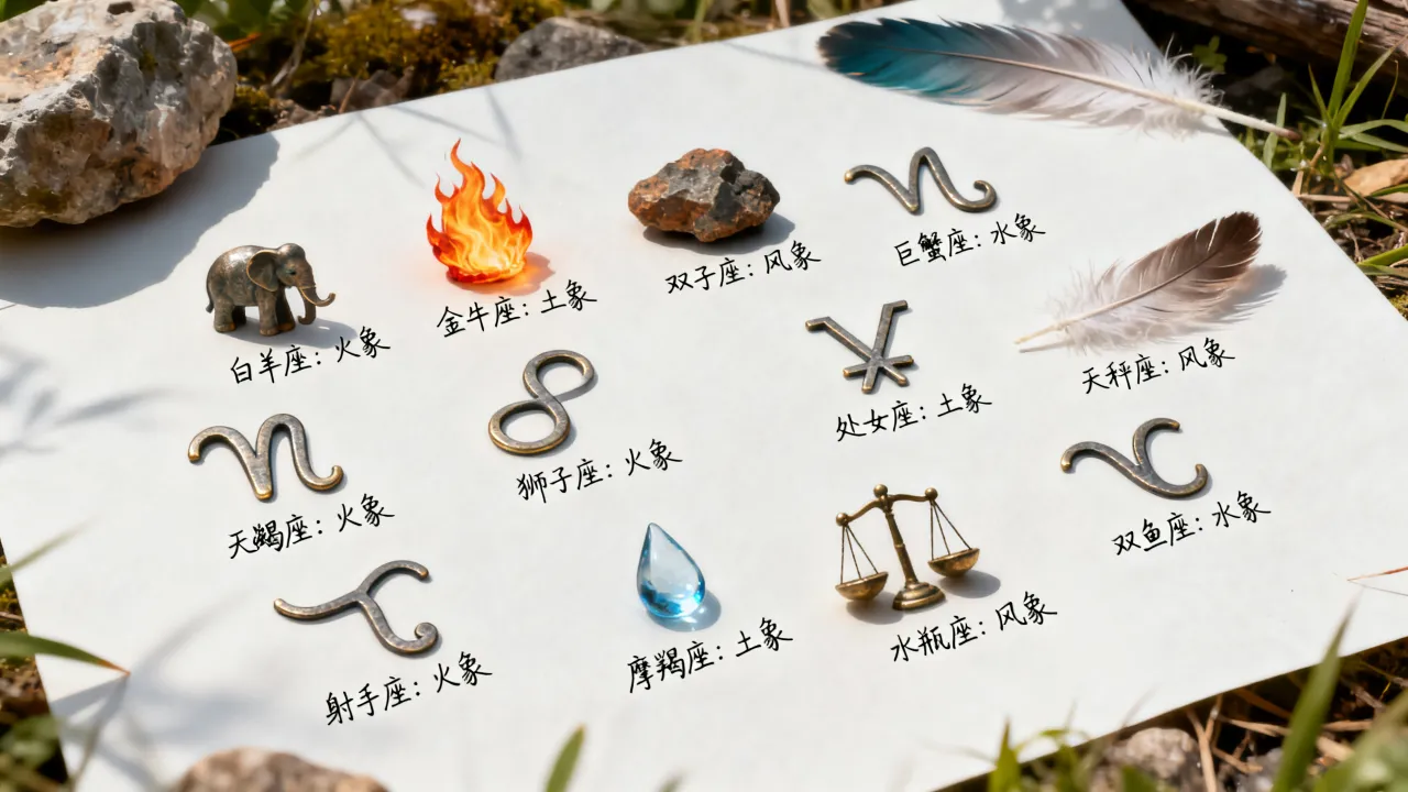 十二星座是什么象星座，十二星座分别属于什么象星座