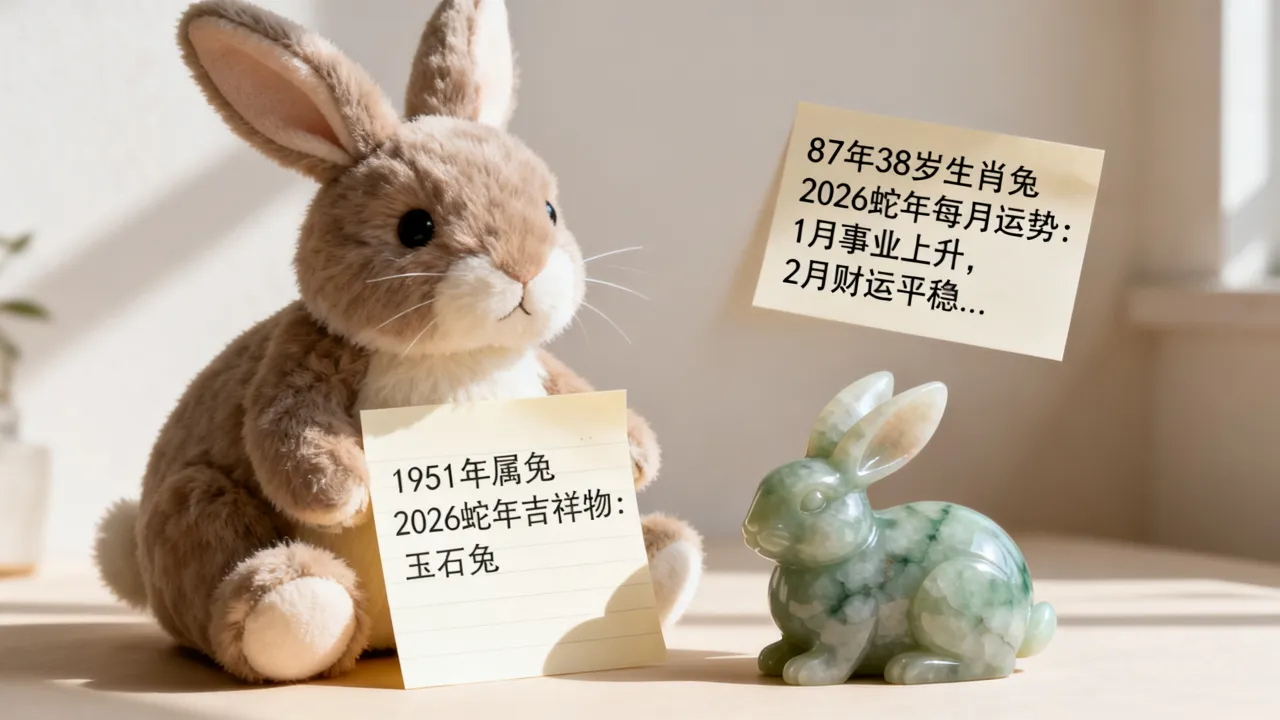 87年38岁生肖兔2026蛇年每月运势如何？1951年属兔今年吉祥物是什么