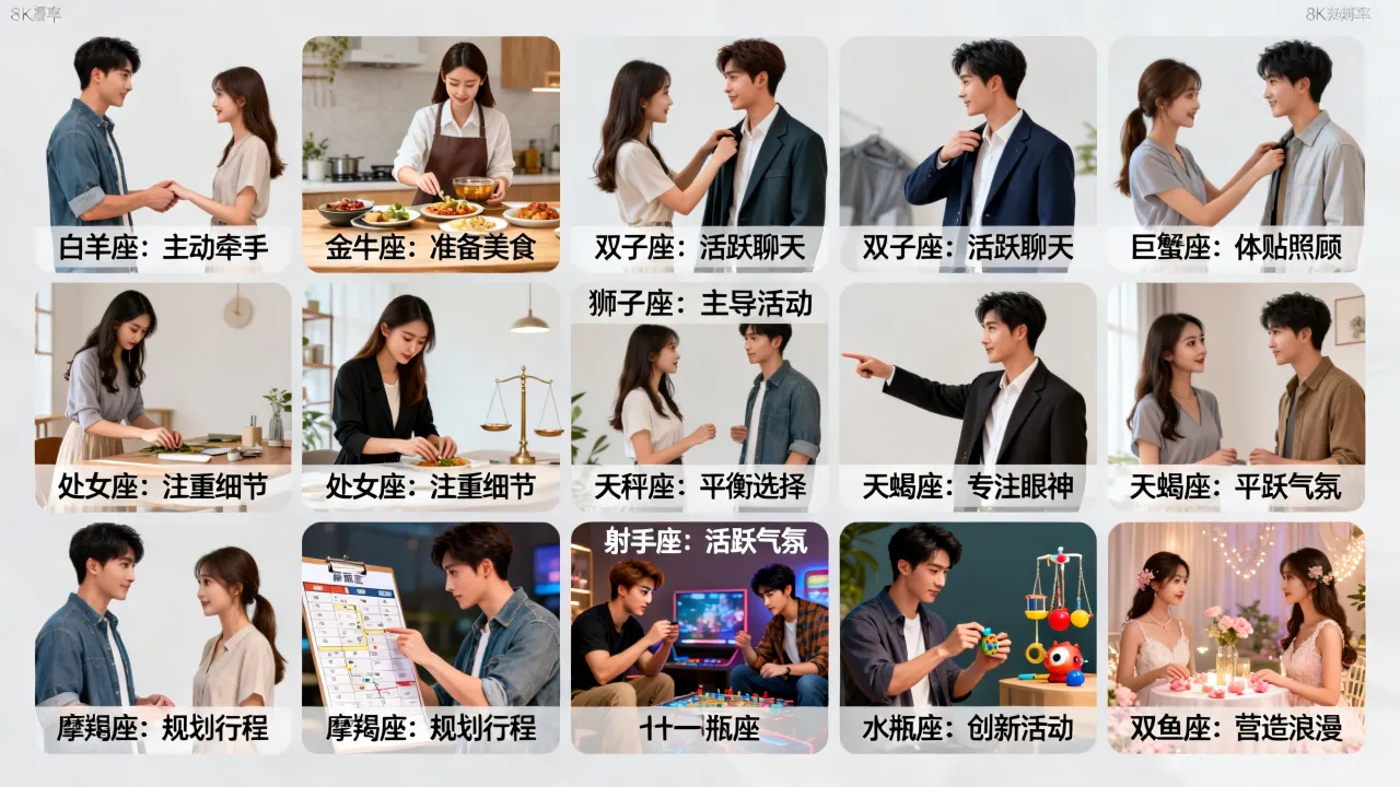 十二星座约会表现有哪些?十二星座约会时谁最主动? 十二星座约会表现有哪些?十二星座约会时谁最主动?