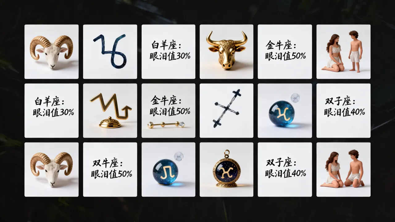 十二星座的眼泪值多少?哪个星座最易为情落泪? 十二星座的眼泪值多少?哪个星座最易为情落泪?