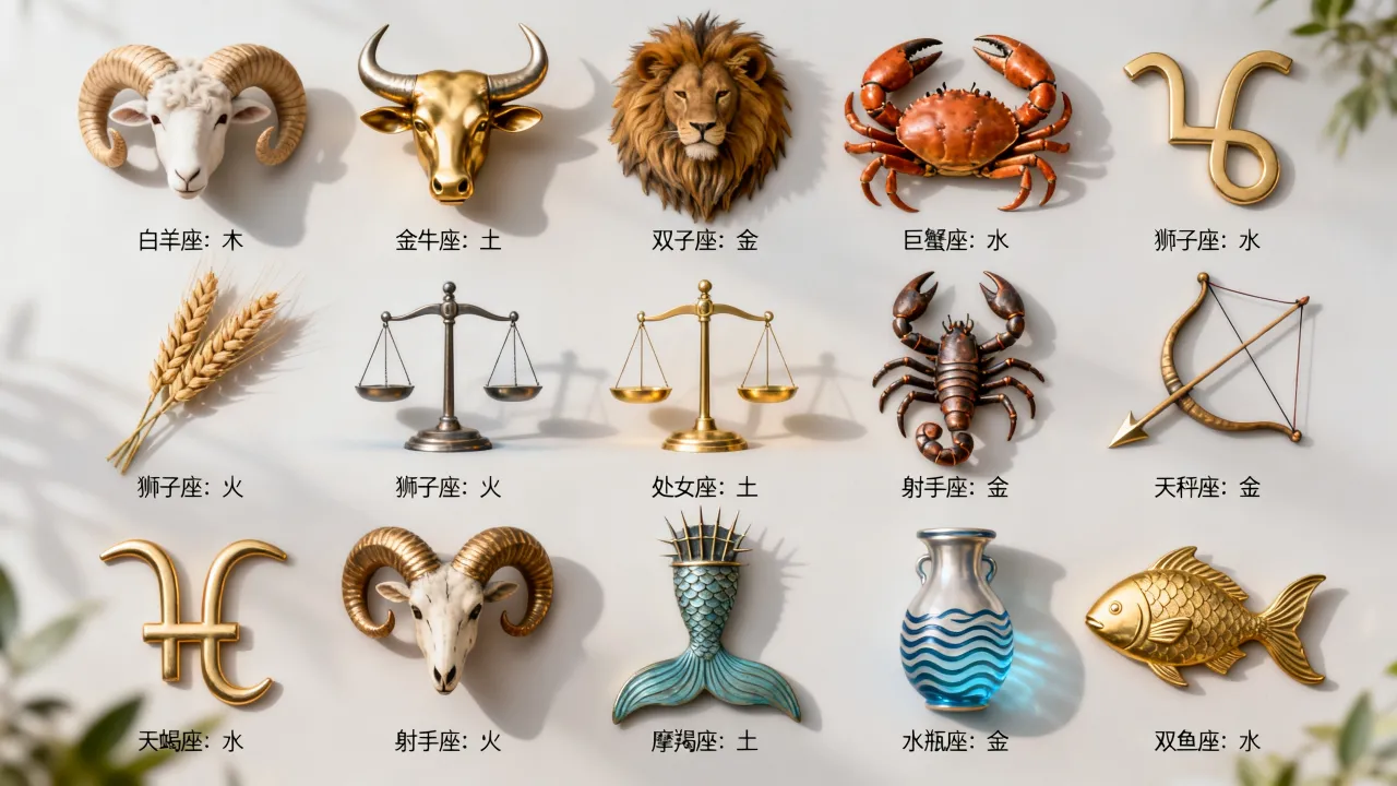 十二星座五行属什么？十二星座五行对照查询表
