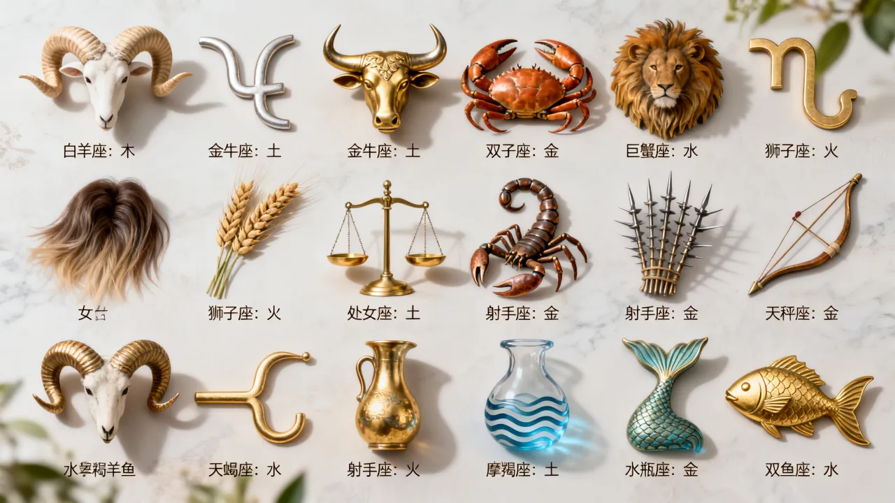 十二星座五行属什么？十二星座五行对照查询表