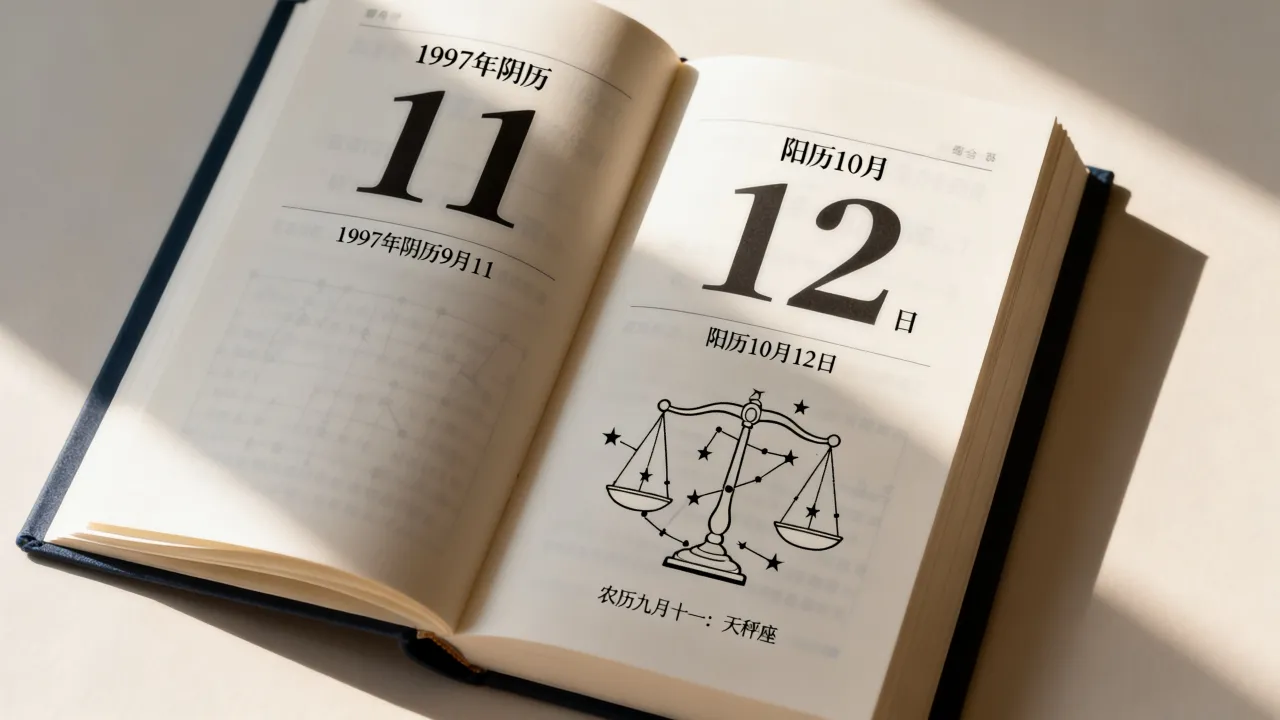 1997阴历9月11是阳历几号?农历九月十一是什么星座? 1997阴历9月11是阳历几号?农历九月十一是什么星座?