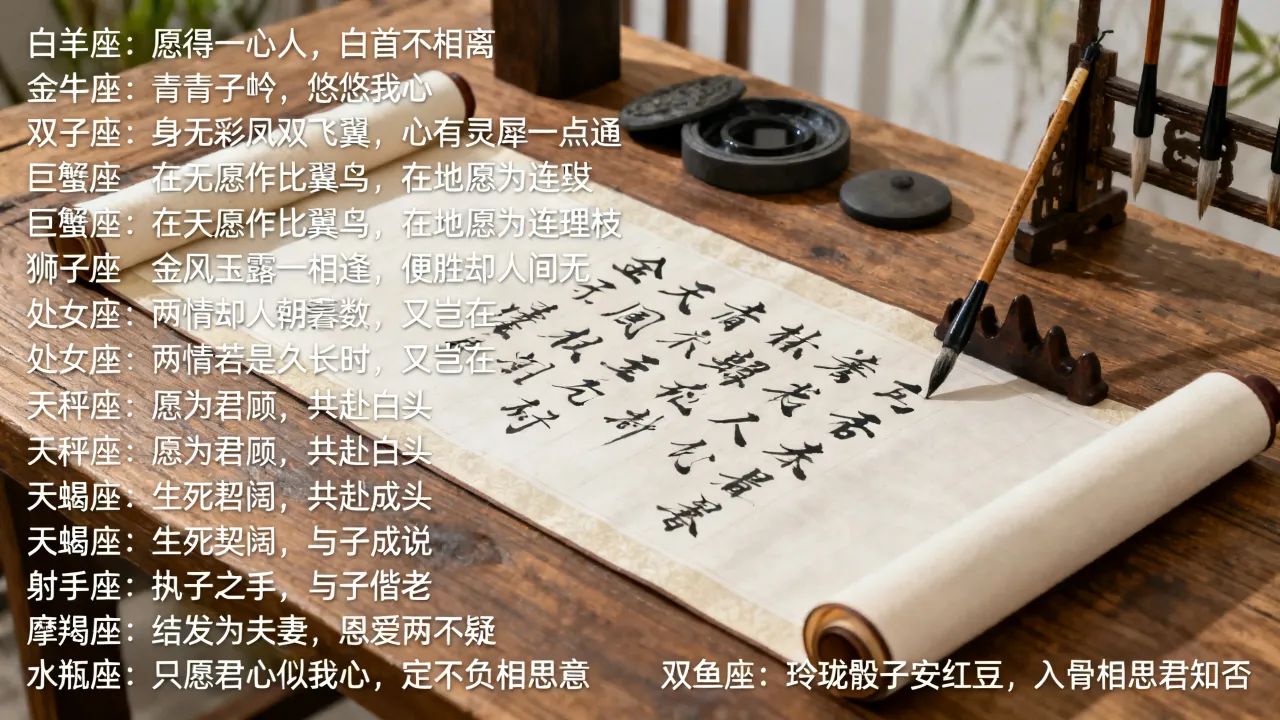 十二星座古代情话有哪些，十二星座古代情话大全