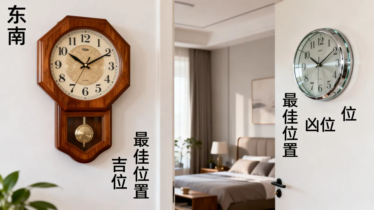 挂钟方位怎么看吉凶图，家中挂钟最佳位置如何判断？