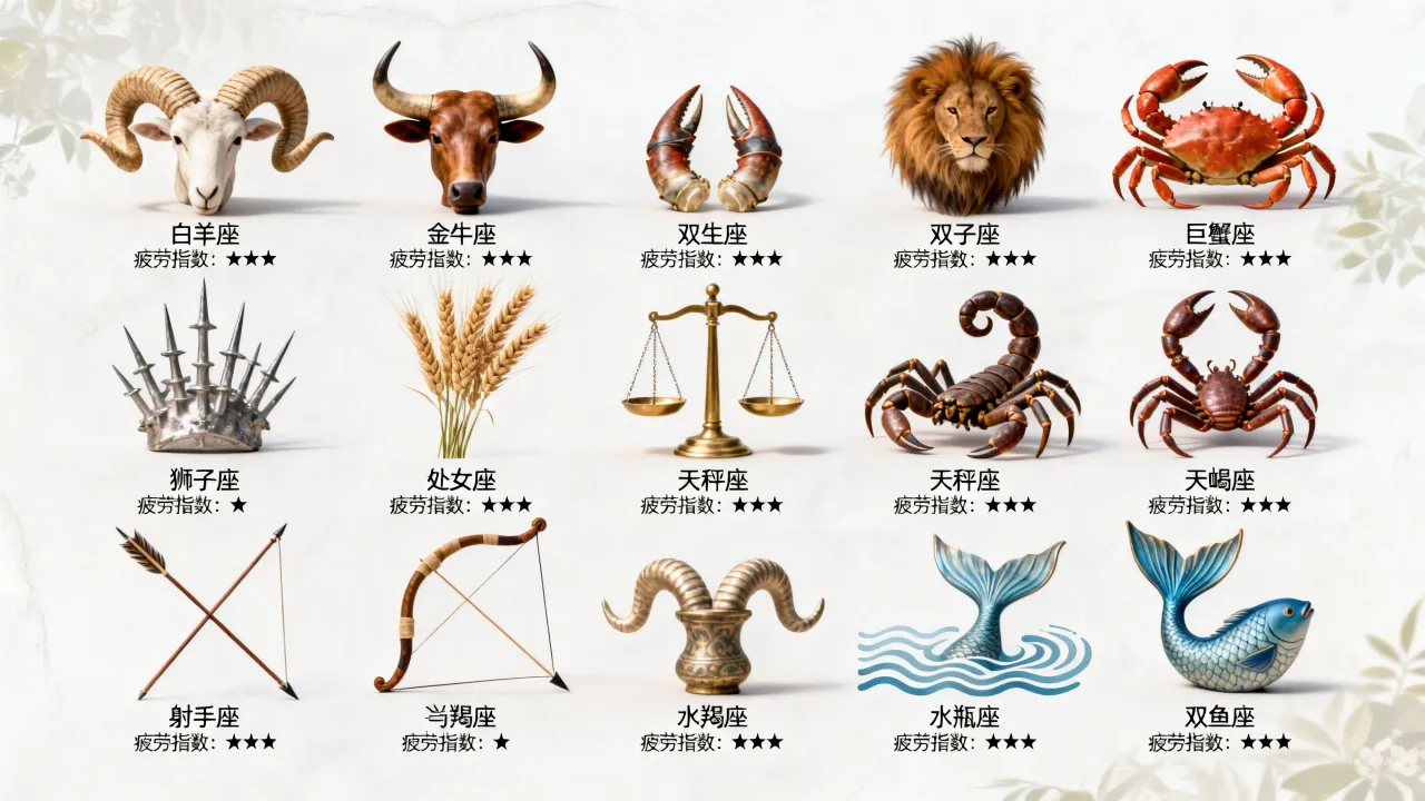 十二星座谁最容易感到疲劳？十二星座疲劳指数大揭秘