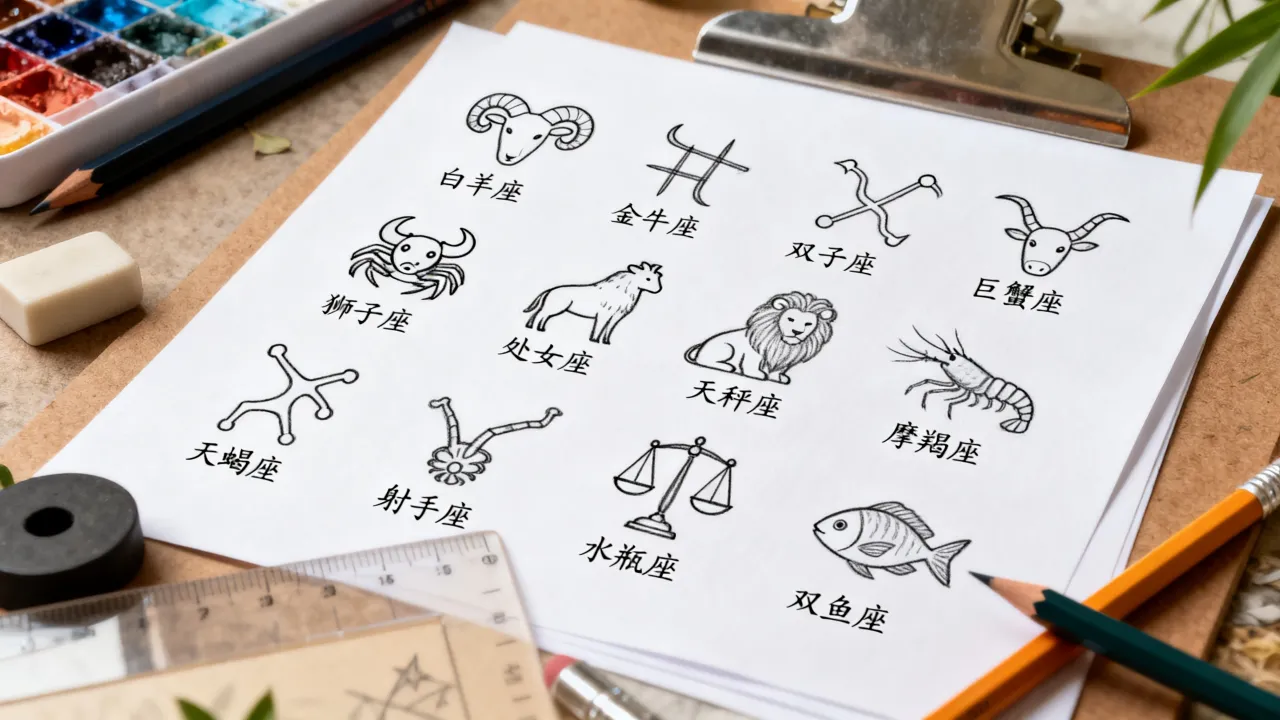 十二星座简笔图案怎么画最简单？手绘教程大全