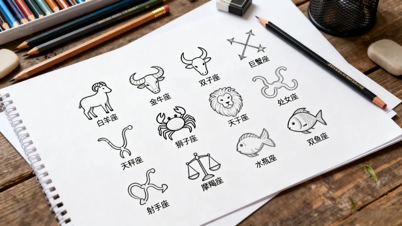 十二星座简笔图案怎么画最简单？手绘教程大全