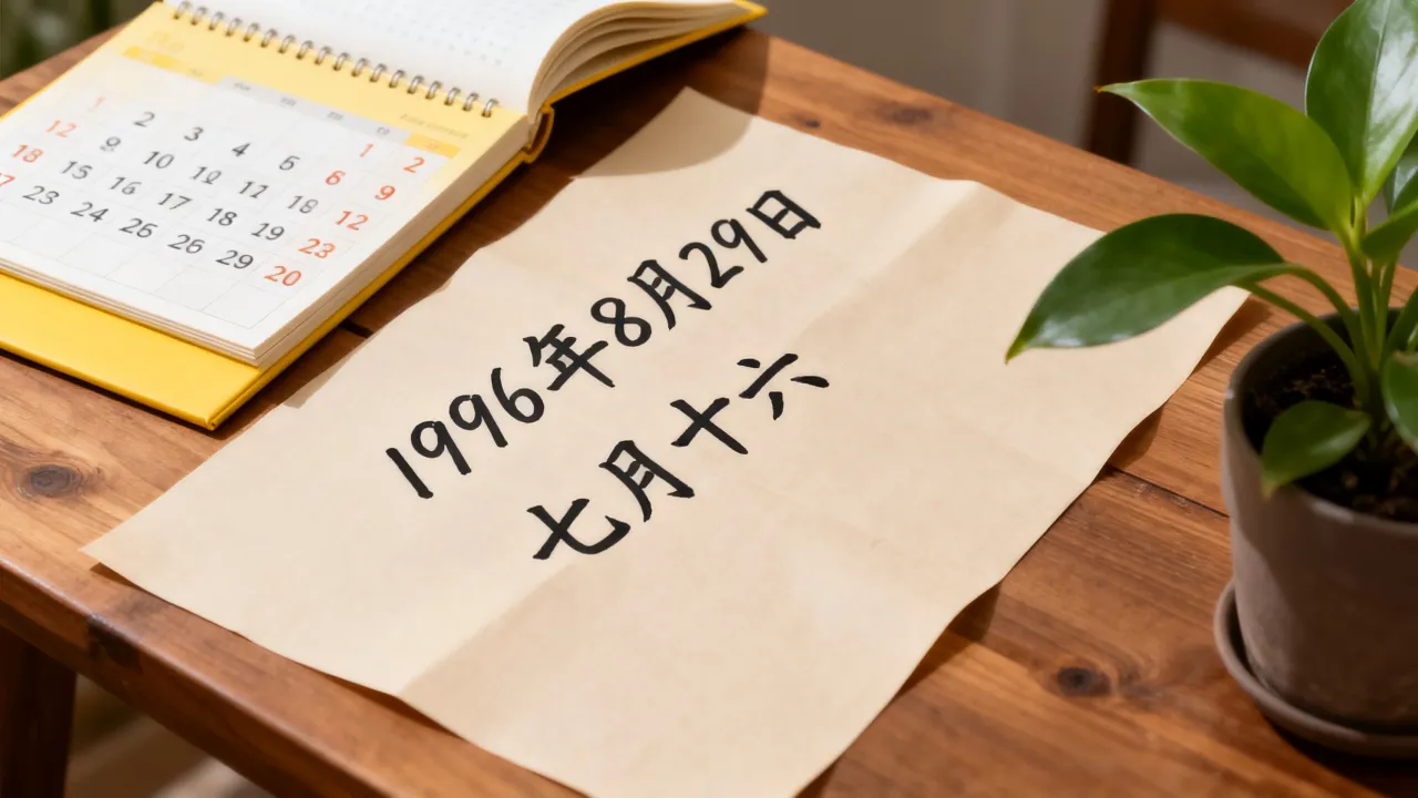 1996年8月29日阴历是几月几日，农历对应日期查询