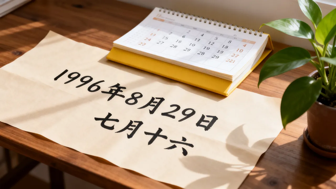 1996年8月29日阴历是几月几日，农历对应日期查询