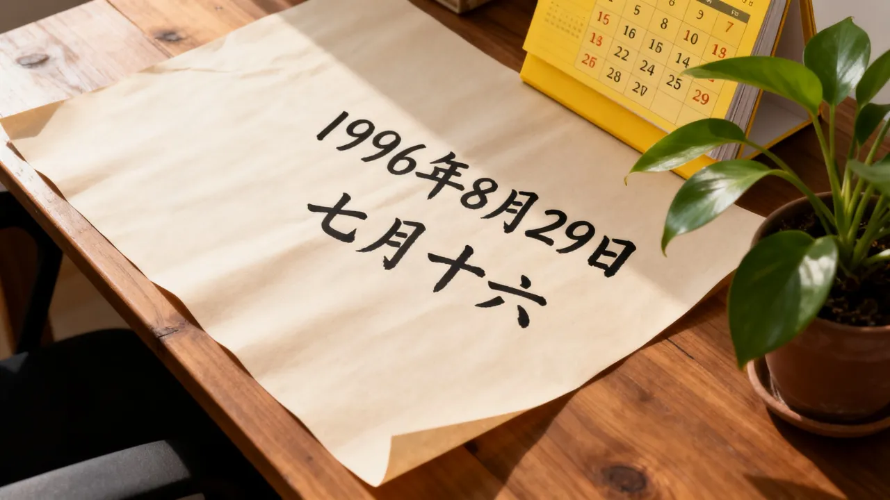 1996年8月29日阴历是几月几日，农历对应日期查询