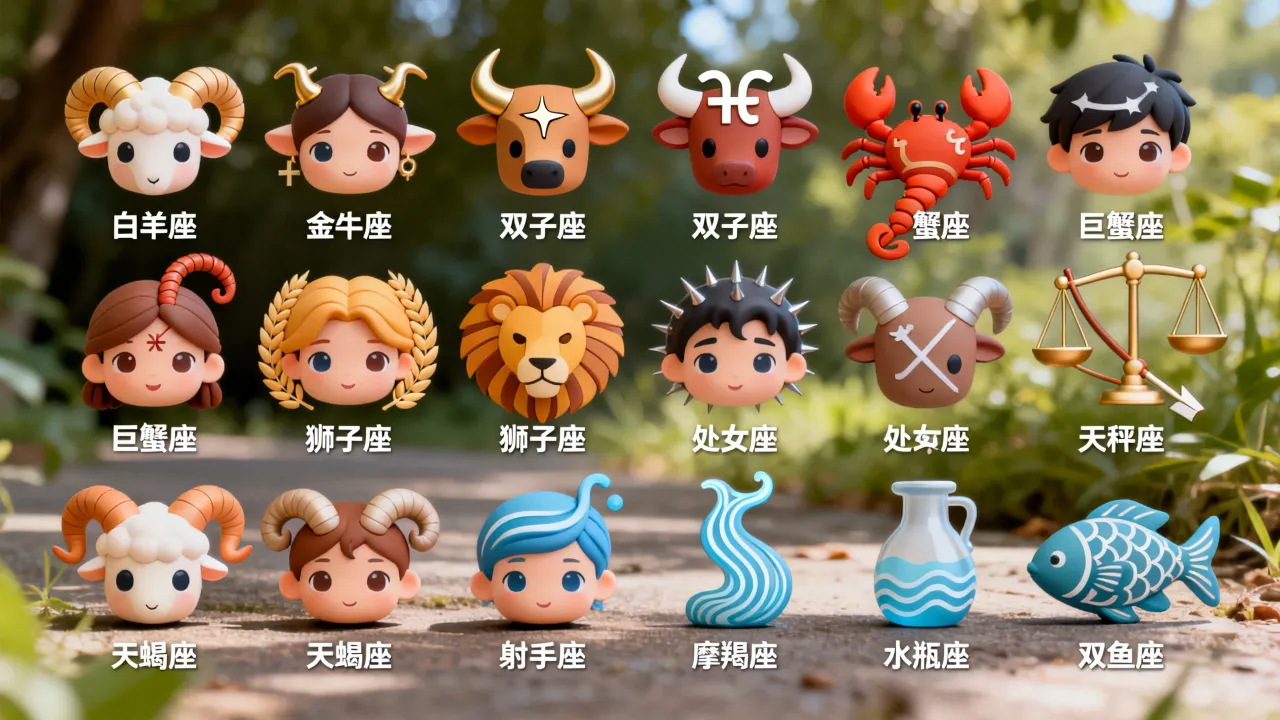 十二星座脑袋图片卡通有哪些？，十二星座头像大全怎么找？