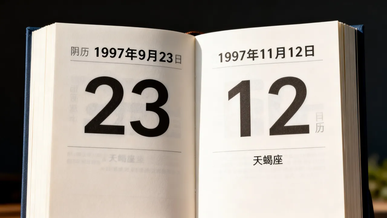 1997年阴历9月23是阳历几号,是什么星座? 1997年阴历9月23是阳历几号,是什么星座?