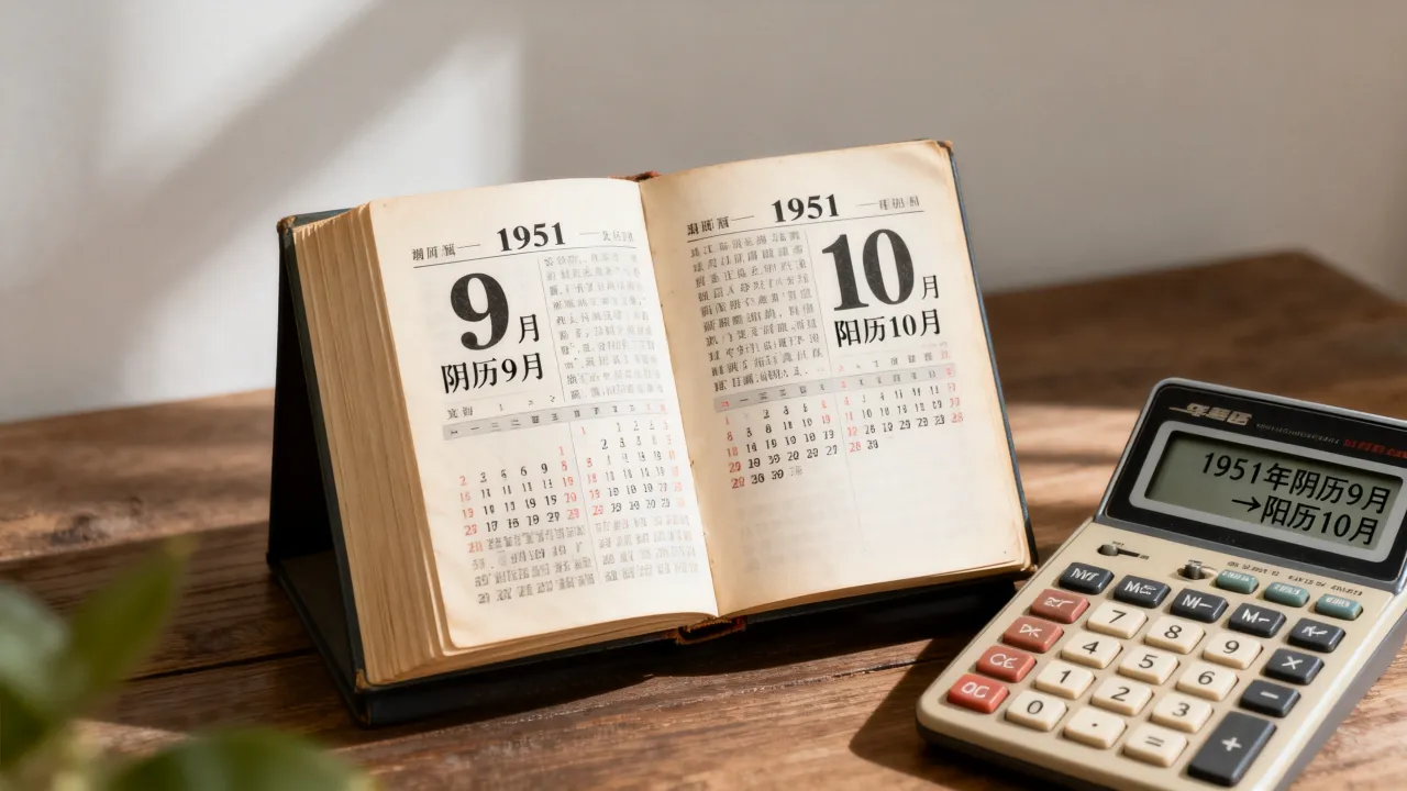 1951年阴历9月是阳历几月几号,怎么准确换算? 1951年阴历9月是阳历几月几号,怎么准确换算?