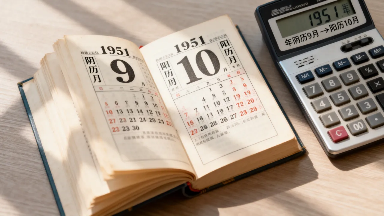 1951年阴历9月是阳历几月几号,怎么准确换算? 1951年阴历9月是阳历几月几号,怎么准确换算?