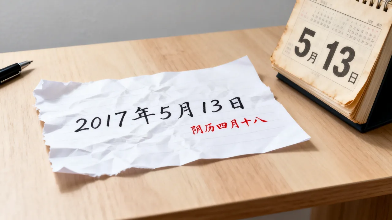 2017年5月13日阴历是多少?对应阳历几号? 2017年5月13日阴历是多少?对应阳历几号?