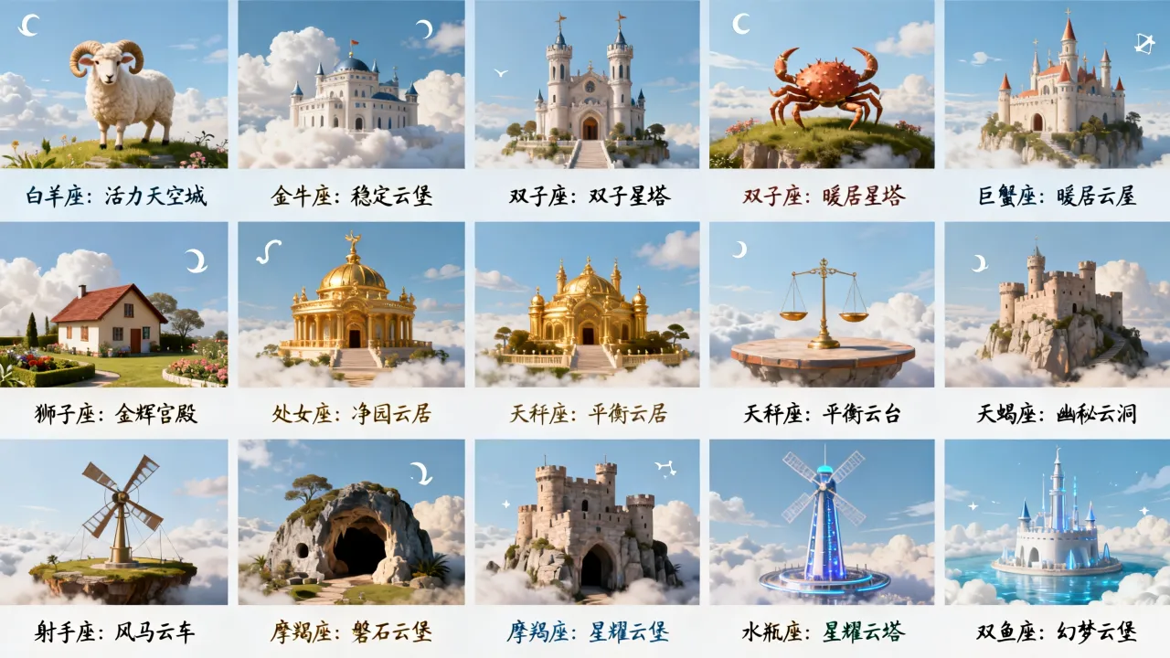 十二星座的天空之城在哪里？十二星座各自对应的天空之城是什么？
