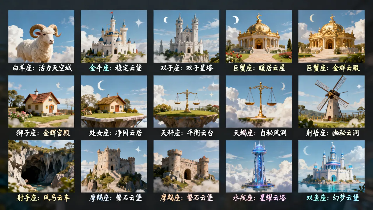 十二星座的天空之城在哪里？十二星座各自对应的天空之城是什么？