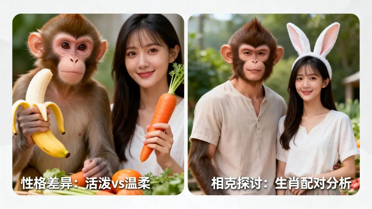 属猴女和属兔女性格区别在哪，属猴男和属兔女相克吗？