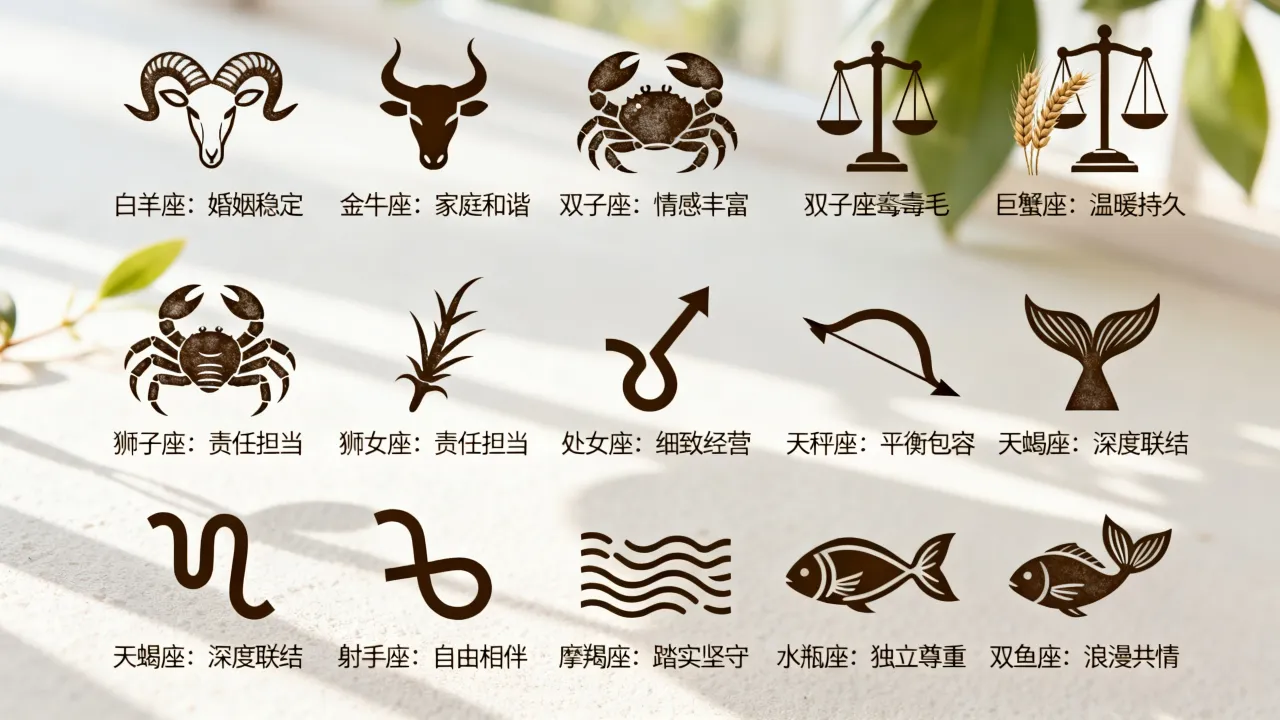 十二星座婚姻排名,谁最幸福?十二星座中哪个星座婚姻最长久? 十二星座婚姻排名,谁最幸福?十二星座中哪个星座婚姻最长久?