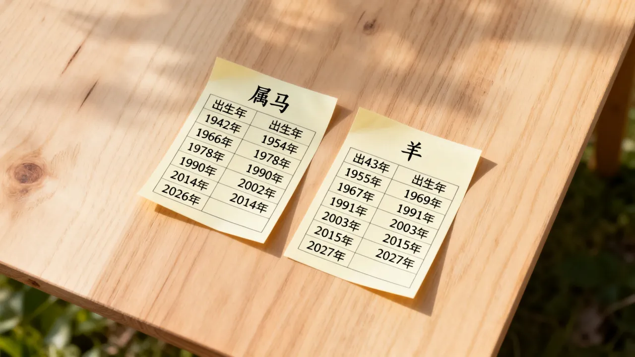 属马的出生年份是哪几年？属羊的出生年份对照表