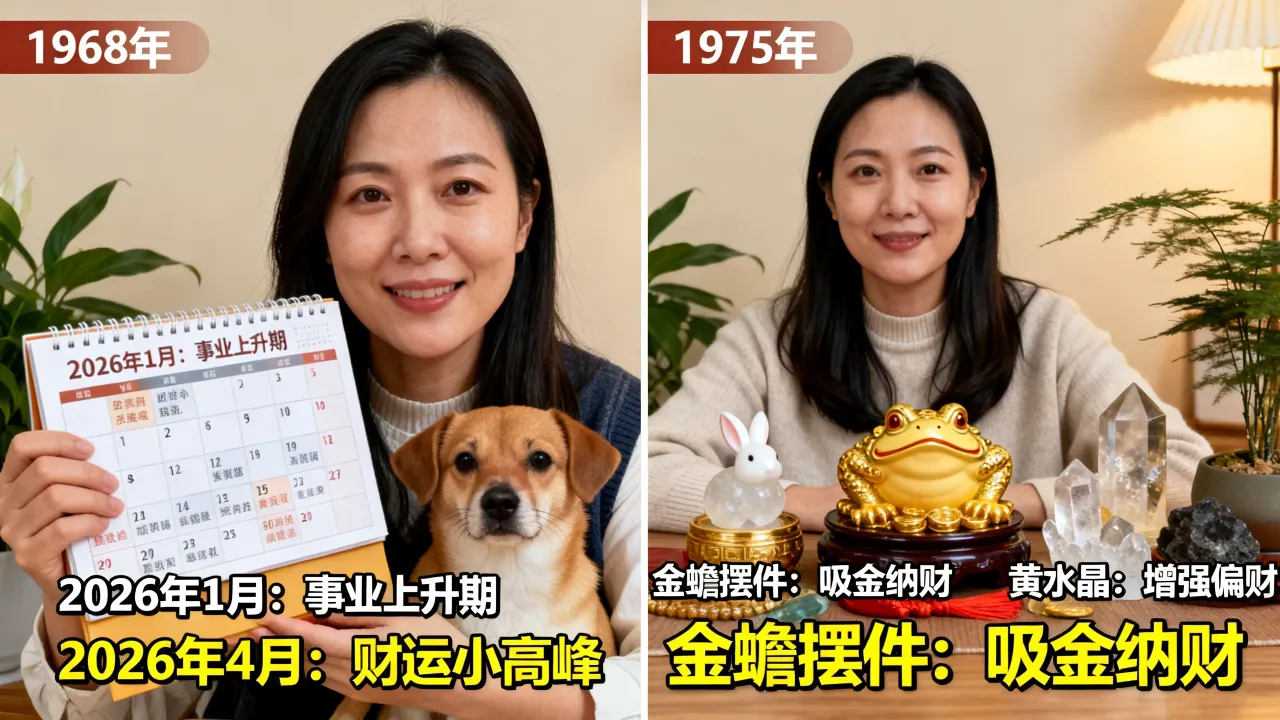 1968年属狗女2026年每月运势与1975年属兔女最强招财技巧,如何提升财运? 1968年属狗女2026年每月运势与1975年属兔女最强招财技巧,如何提升财运?