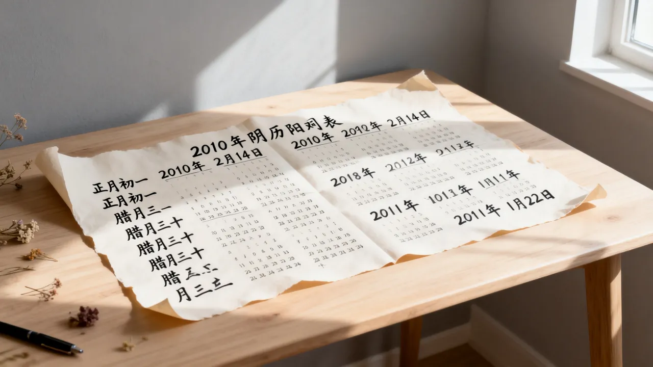 2010年阴历阳历对照表怎么查？农历公历对应日期查询