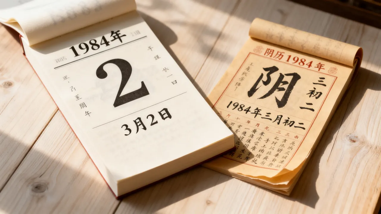 1984年3月2日阴历是几号，阴历1984年三月初二对应公历哪一天？