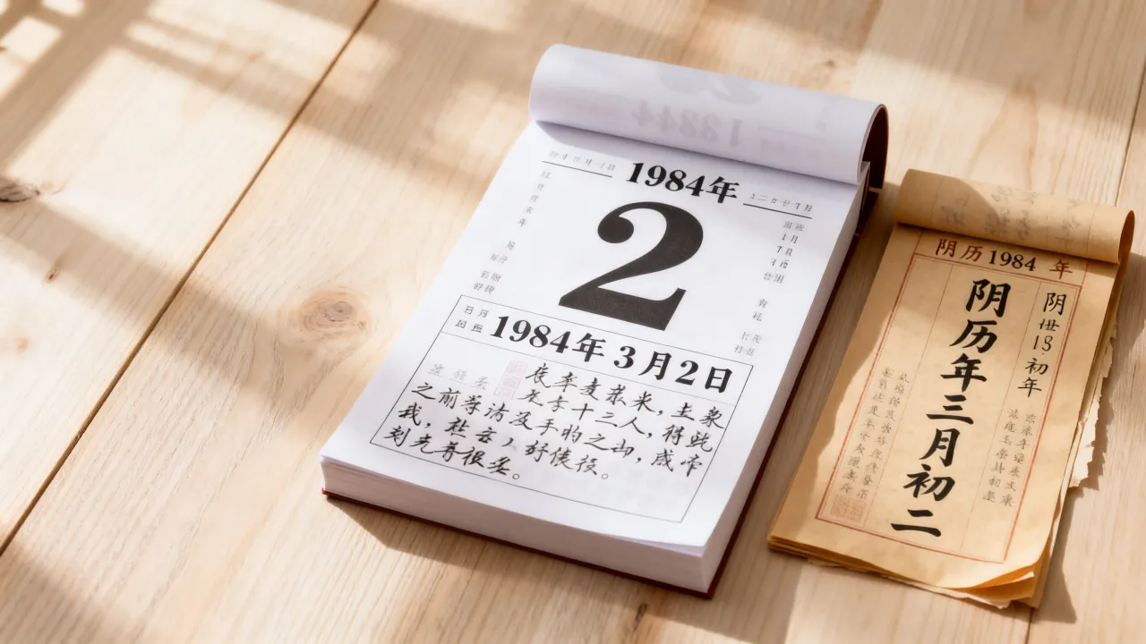 1984年3月2日阴历是几号，阴历1984年三月初二对应公历哪一天？
