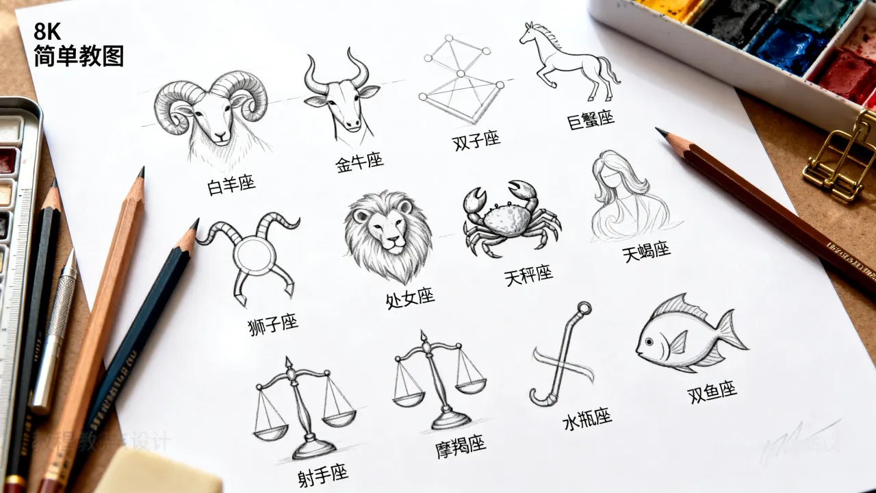 十二星座怎么画简单?十二星座大全画画教程 十二星座怎么画简单?十二星座大全画画教程