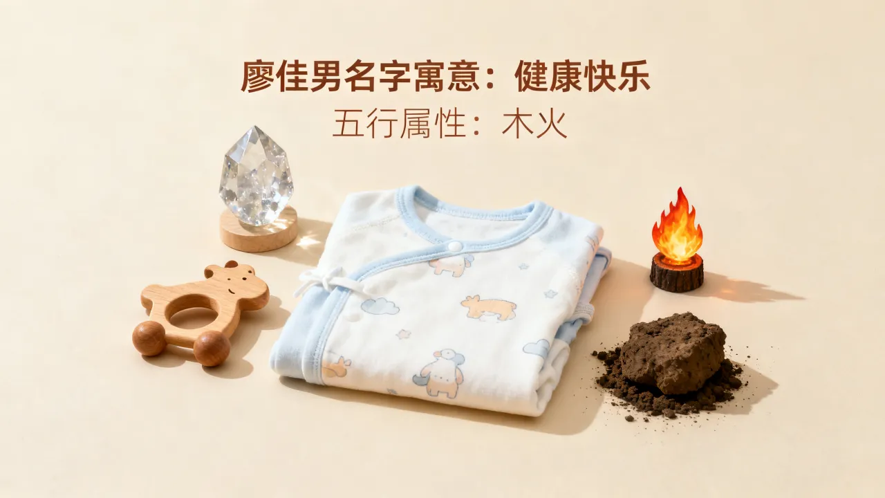 廖佳男宝宝起名怎么样，廖佳男名字寓意和五行属性能打几分？