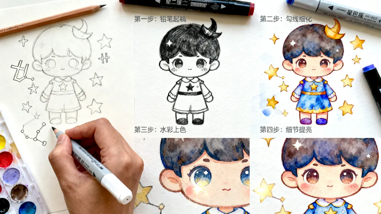 手绘十二星座q版人物怎么画?十二星座q版人物手绘步骤有哪些 手绘十二星座q版人物怎么画?十二星座q版人物手绘步骤有哪些