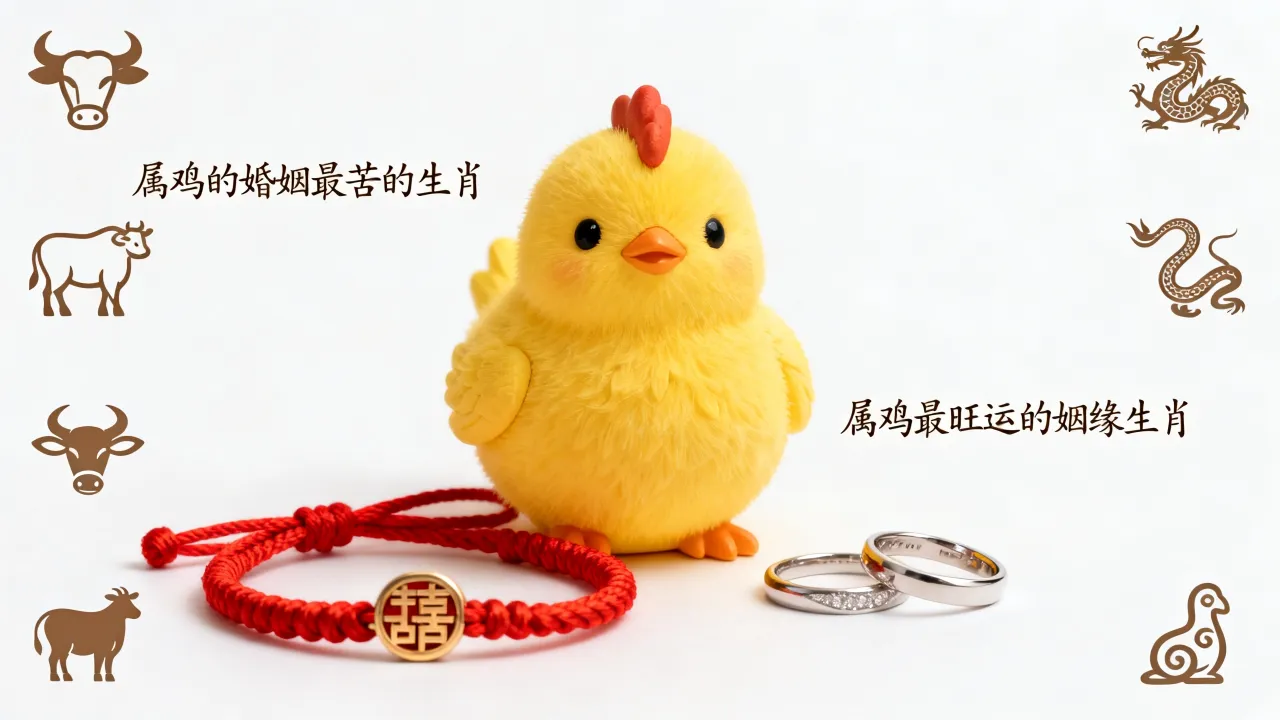 属鸡的婚姻最苦的生肖是哪个？属鸡最旺运的姻缘生肖有哪些？