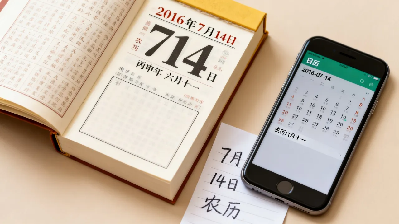 2016年7月14日阴历是多少，如何查询农历日期？