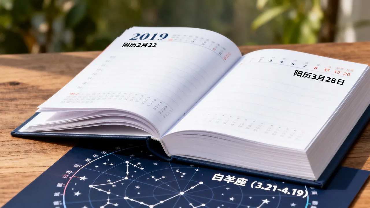 2019阴历2月22是阳历几号，农历二月二十二出生是什么星座