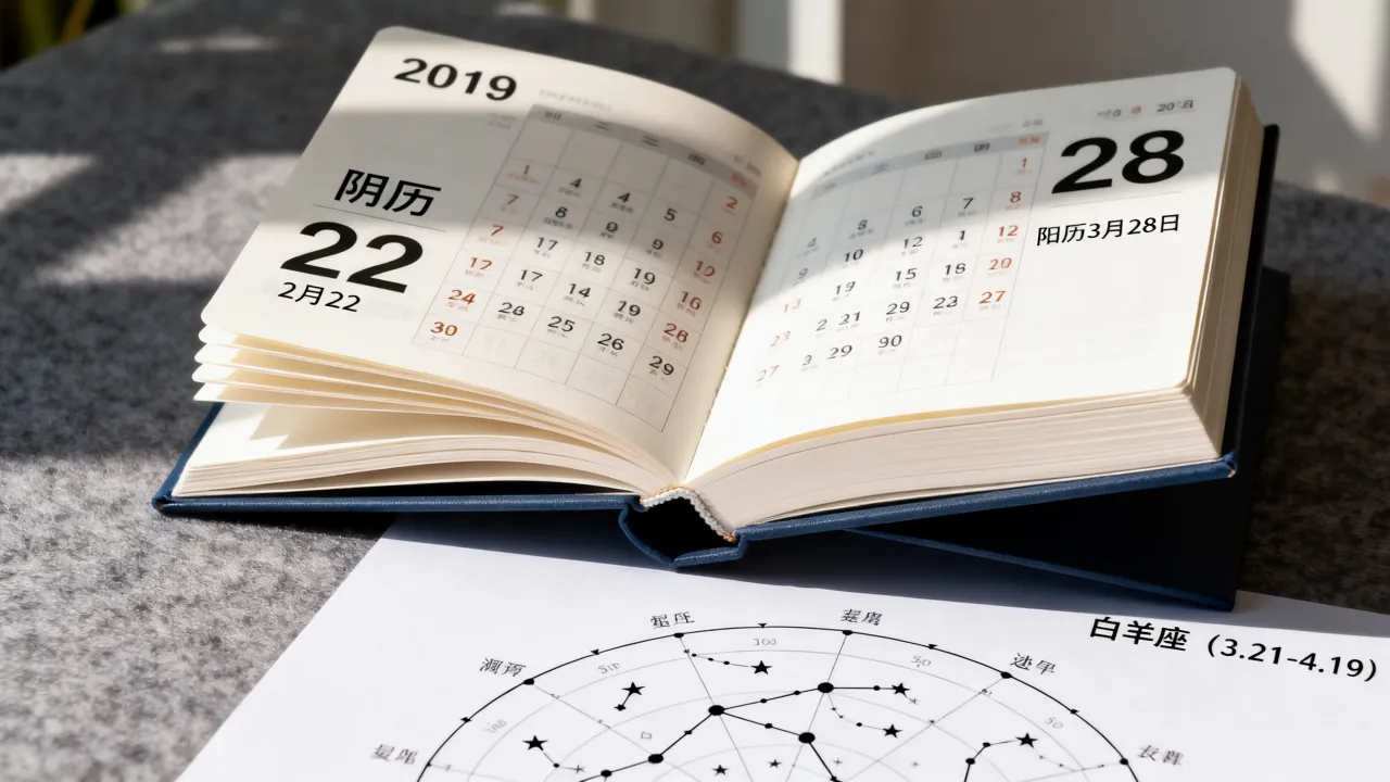 2019阴历2月22是阳历几号，农历二月二十二出生是什么星座