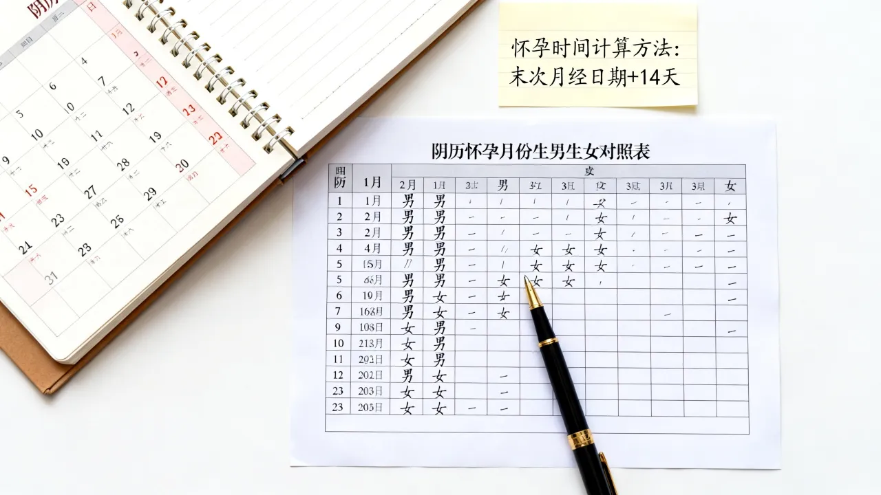 阴历怀孕时间怎么算最准，阴历怀孕月份生男生女对照表