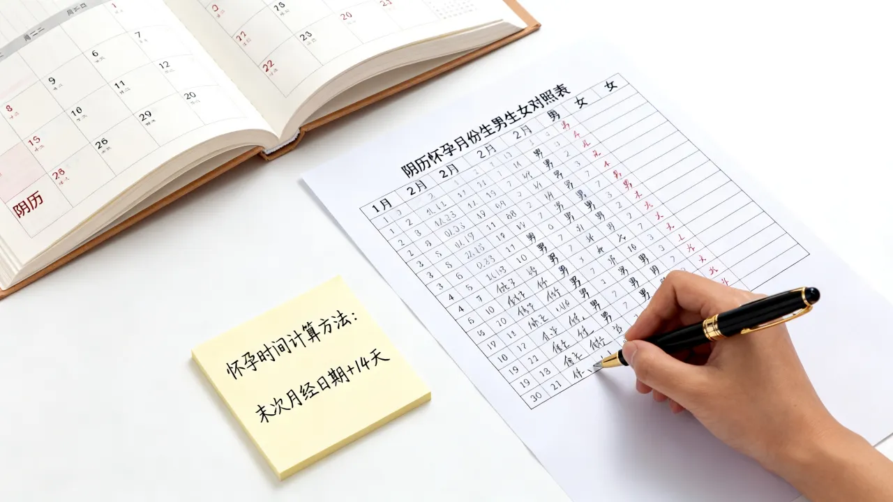 阴历怀孕时间怎么算最准，阴历怀孕月份生男生女对照表