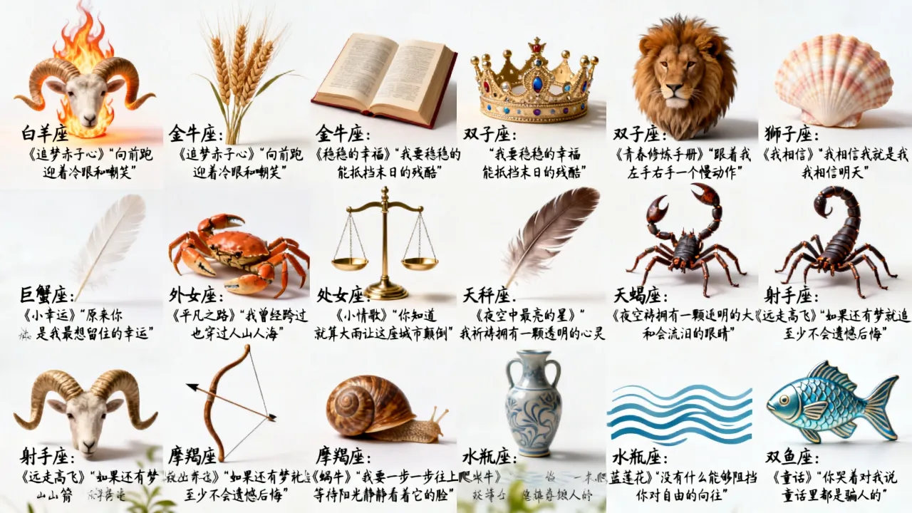 十二星座各自歌曲歌词是什么?十二星座专属歌曲有哪些? 十二星座各自歌曲歌词是什么?十二星座专属歌曲有哪些?